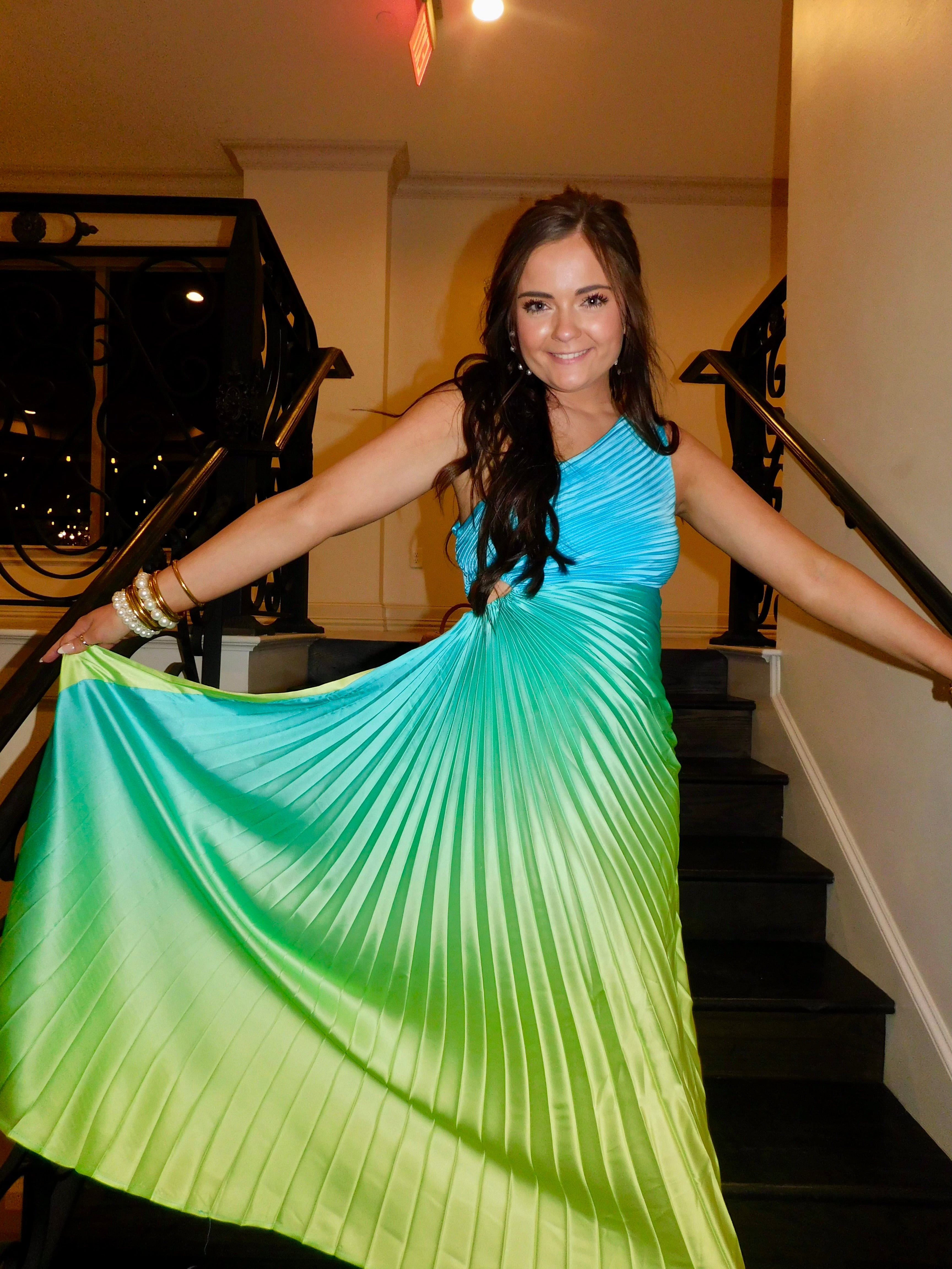 Caribbean Nights Green Ombr Pleated One Shoulder Dress Pretty Little Babes Boutique Caribbean Nights Green Ombr Pleated One Shoulder Dress Pretty Little Babes Boutique