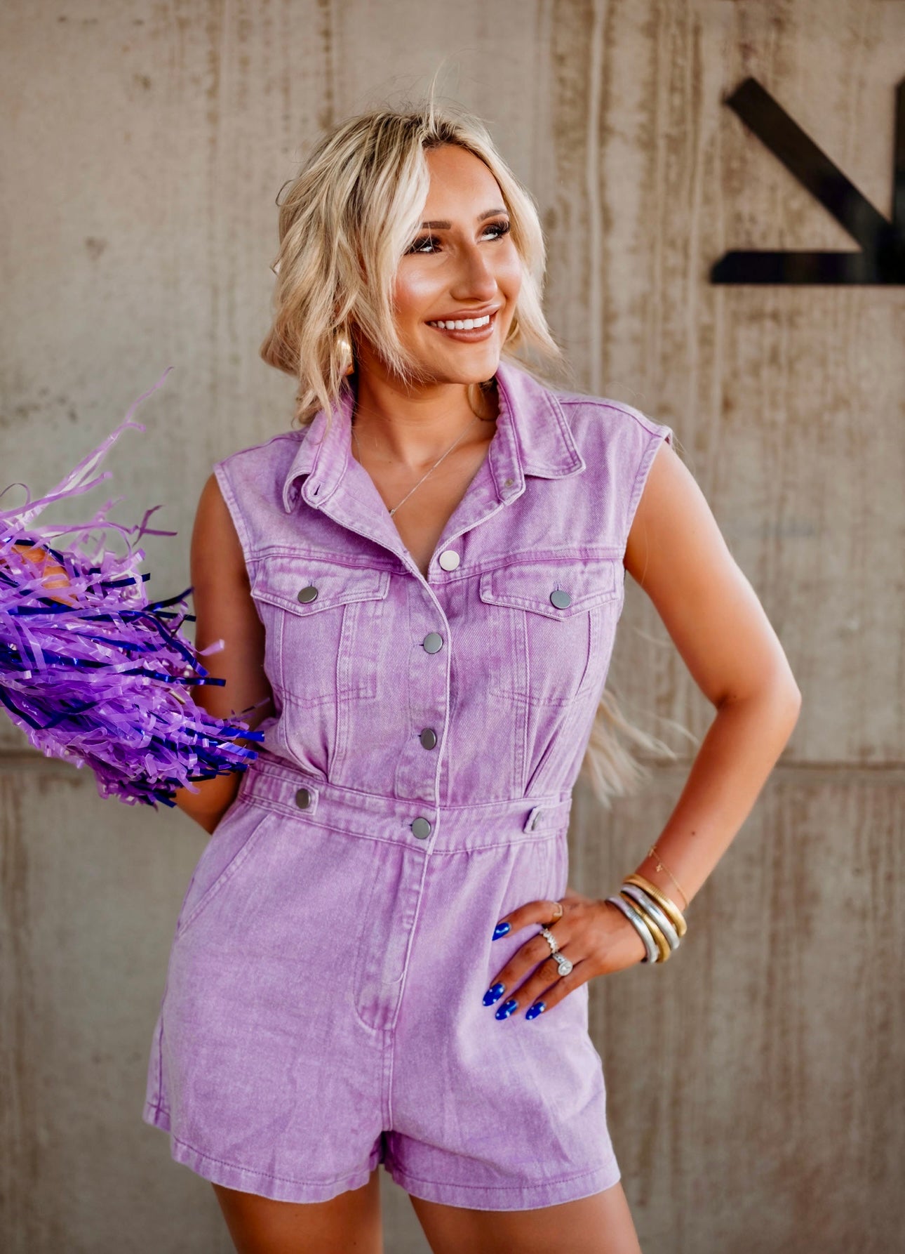 Purple Vintage Denim Romper