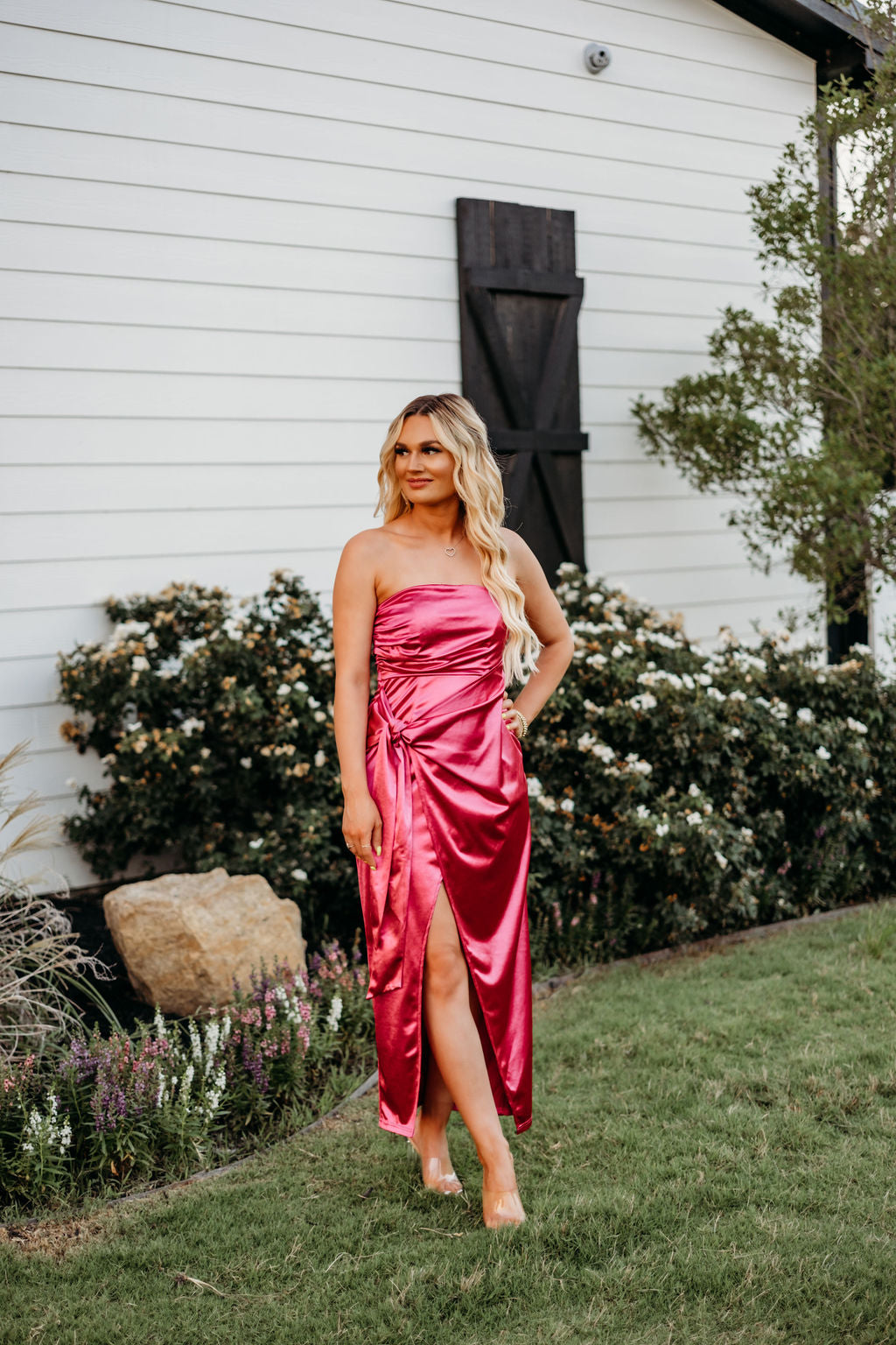 knee length dresses for ladies Dark Magenta Satin Maxi 2-4 main image 0