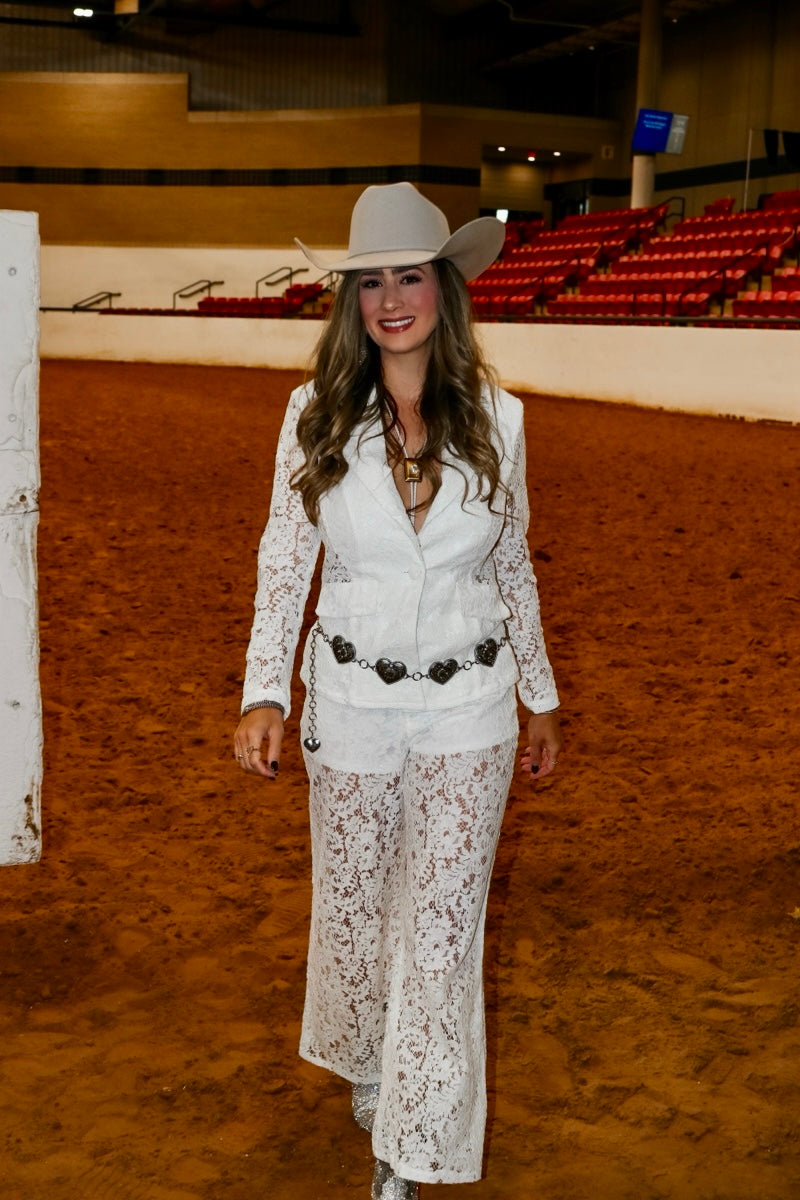 Poetic Cowgirl Lace Pant Set-White – Pretty Little Babes Boutique