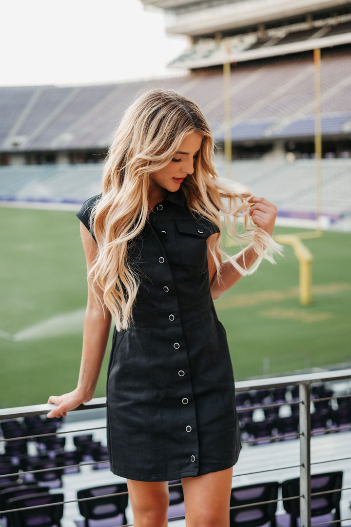 Harley Black Denim Button Down Dress – Pretty Little Babes Boutique