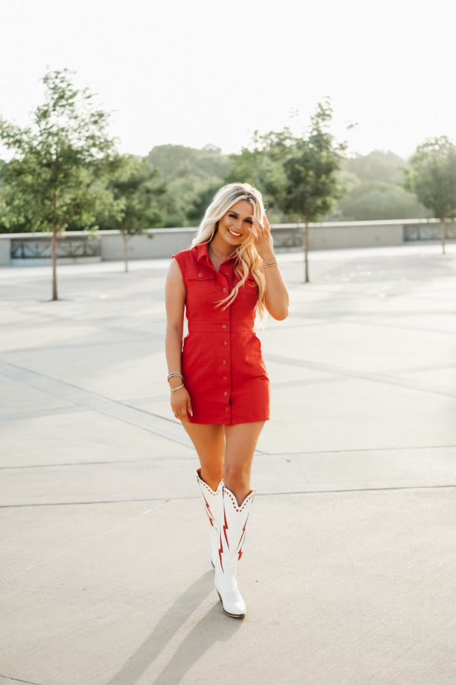 Red Hot Denim Button Down Dress – Pretty Little Babes Boutique