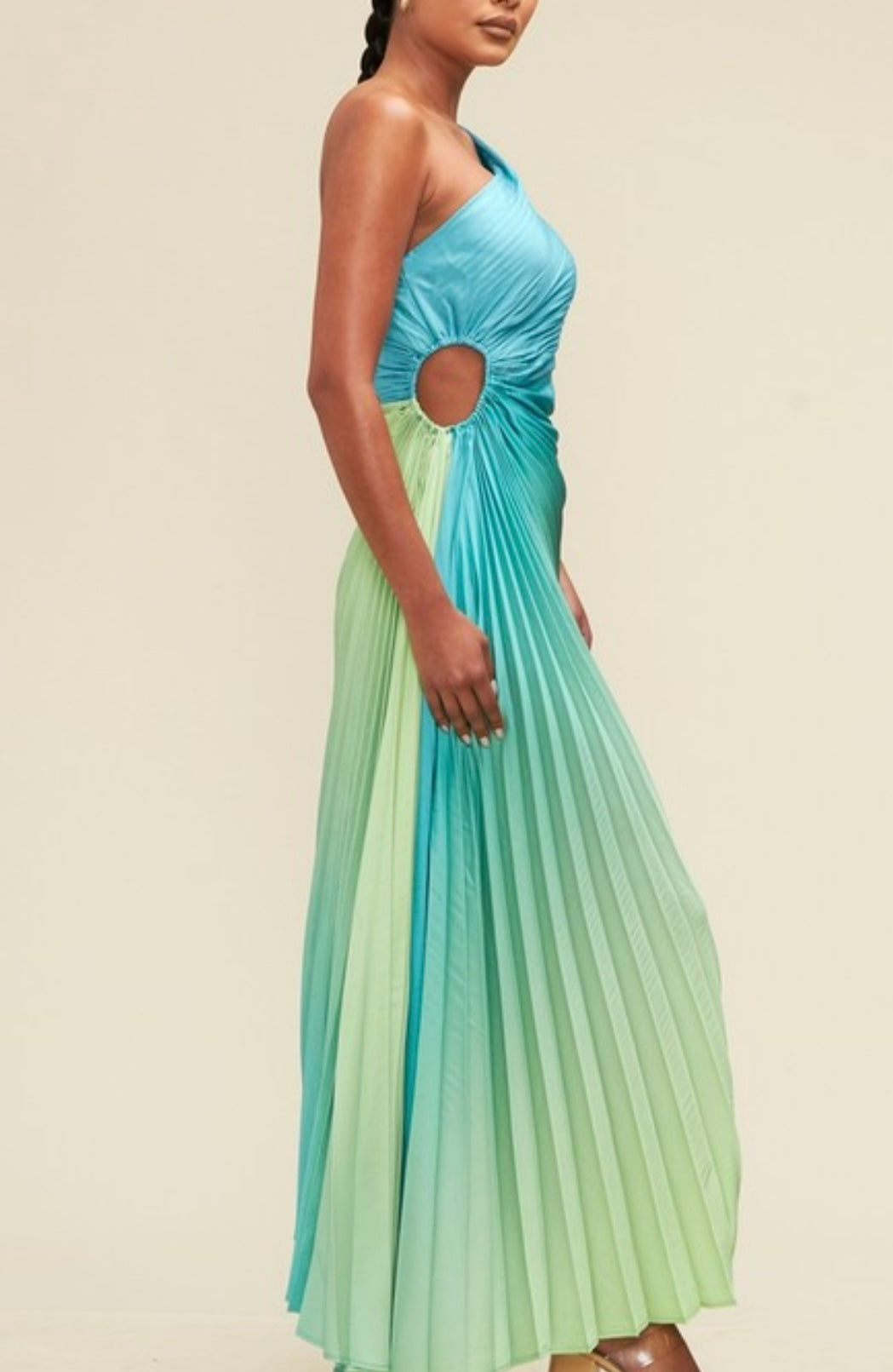 Caribbean Nights Green Ombré Pleated One Shoulder Dress – Pretty Little  Babes Boutique