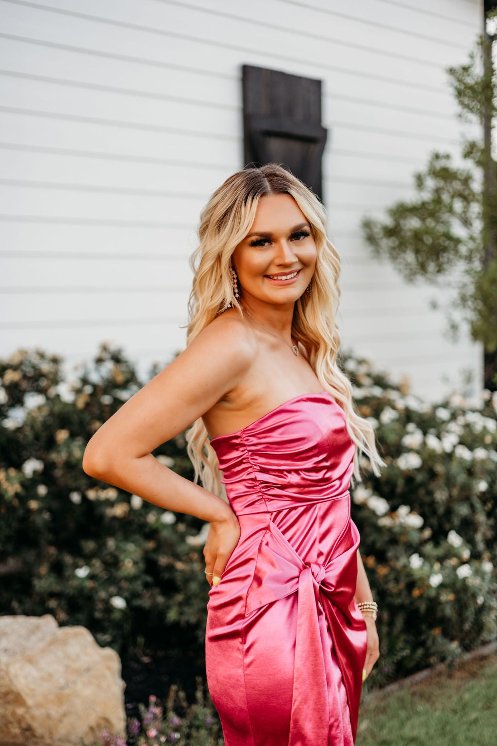 Magenta Satin Side Sash Maxi Dress Pretty Little Babes Boutique Magenta Satin Side Sash Maxi Dress Pretty Little Babes Boutique
